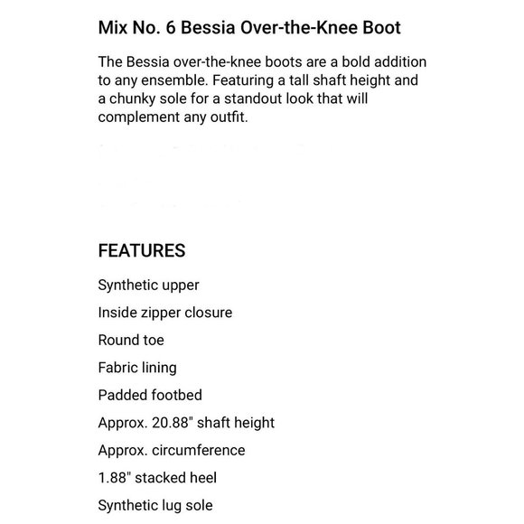 Mix No 6 Bessia Over The Knee Boots Womens Size 6 Black Lug Sole NEW - Picture 8 of 9